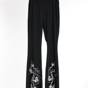 Black Butterfly Embroidered Women's Pants